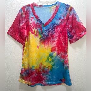 Tie Die Light Weight V neck Tee